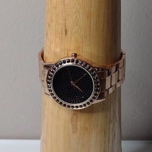 Rose Gold Tone Strada Watch With Black Dial